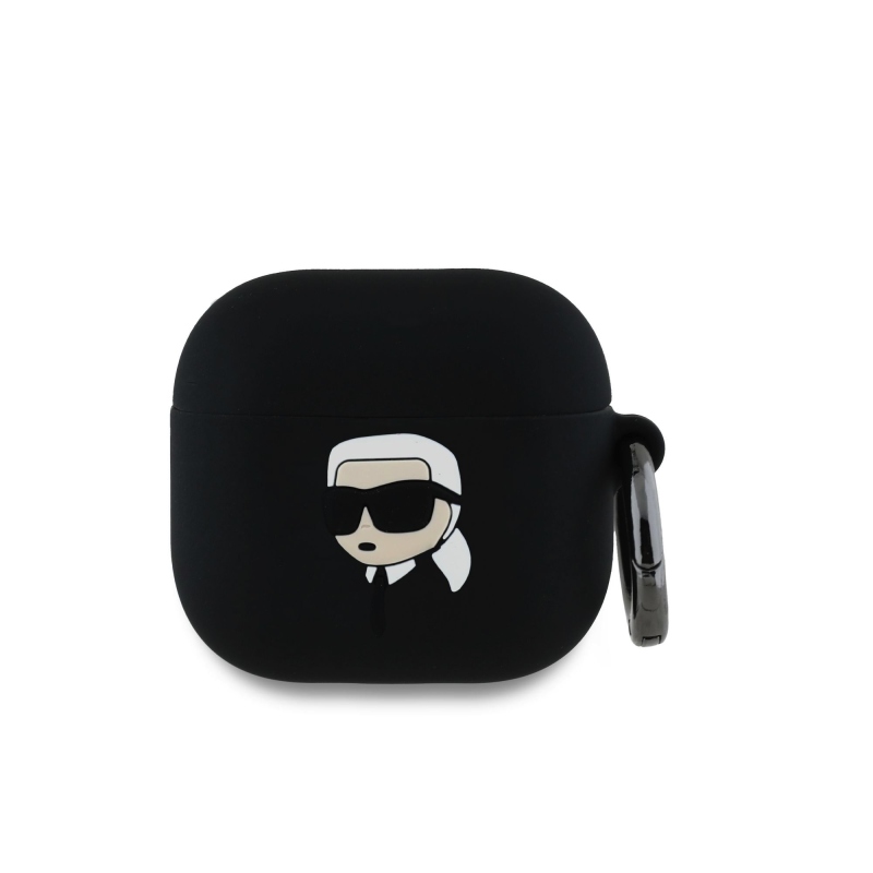 Karl Lagerfeld 3D Logo NFT Karl Head Silikónové Puzdro pre AirPods 4 Black