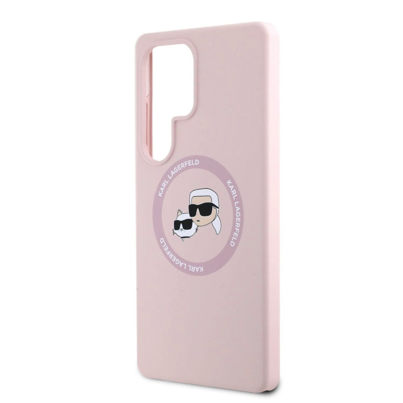 Karl Lagerfeld Liquid Silicone K&CH Heads MagSafe Zadný Kryt pre Samsung Galaxy S25 Ultra Pink