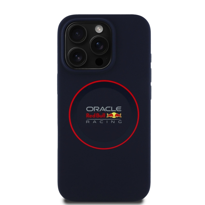 Red Bull Silicone Red Ring MagSafe Zadný Kryt pre iPhone 15 Pro Navy