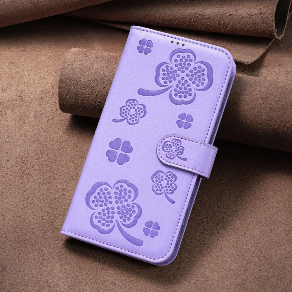 Clover knižkové púzdro na Samsung Galaxy S25 Edge - fialové