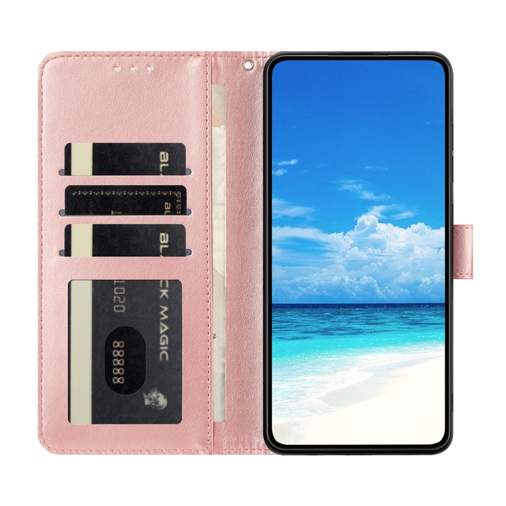 Floral Butterfly knižkové puzdro na Xiaomi Redmi A5 (171.7x77.8x8.3mm) - ružovozlaté