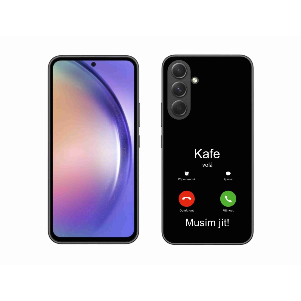 Gélový kryt mmCase na Samsung Galaxy A54 5G - kafe volá čierne pozadie