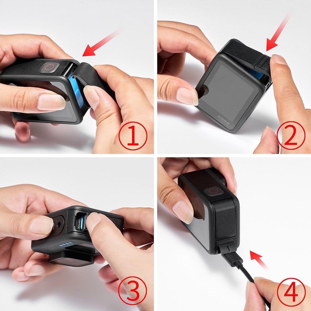 Silikónový ochranný obal s bočnou krytkou pre GoPro Hero 13/12/11/10/9 – modrý