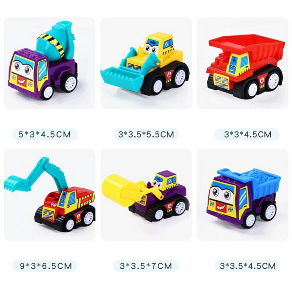 Sada 6 stavebných autíčok s naťahovacím pohonom