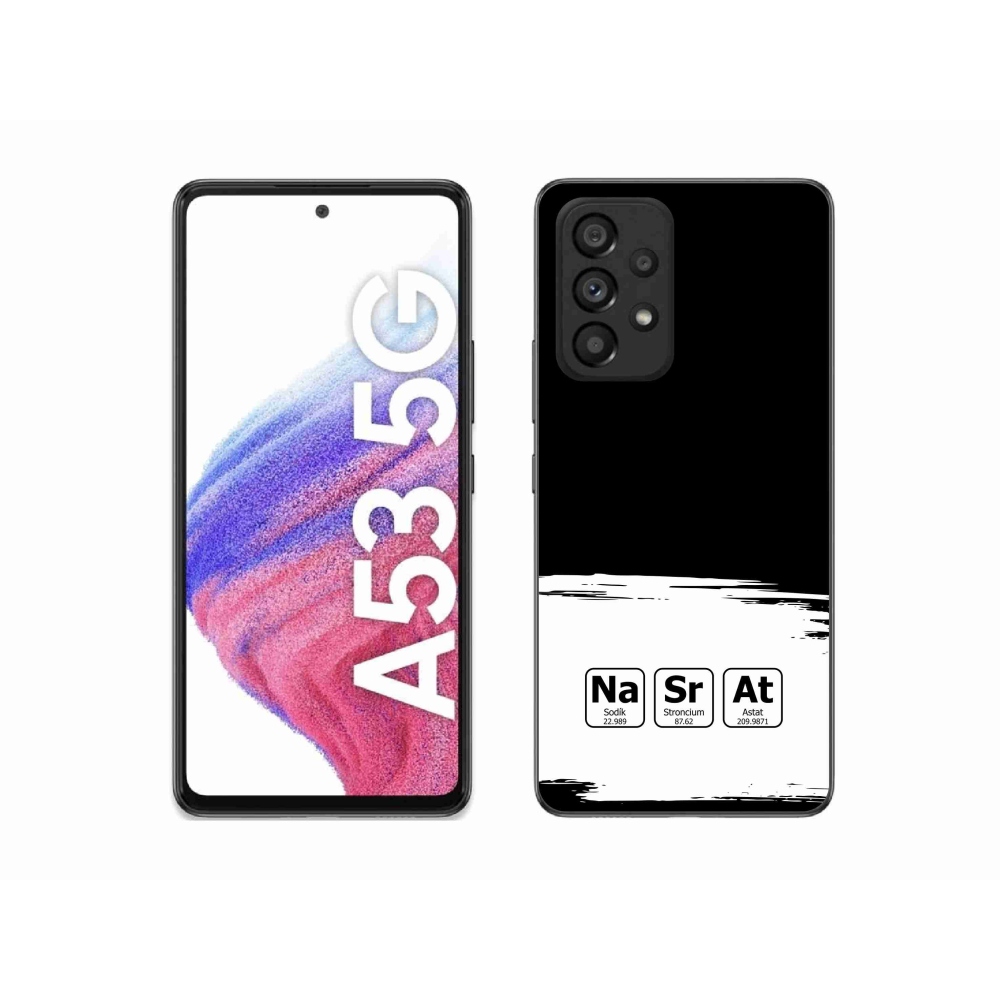 Gélový kryt mmCase na Samsung Galaxy A53 5G - chemické prvky bieločierne pozadie