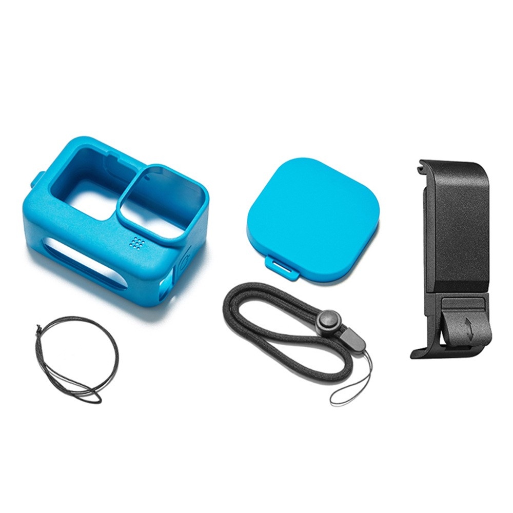 Silikónový ochranný obal s bočnou krytkou pre GoPro Hero 13/12/11/10/9 – modrý