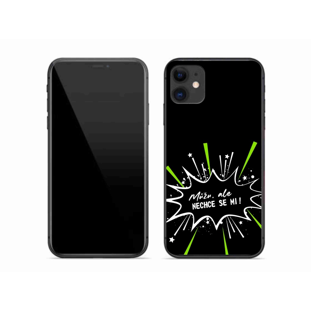 Gélový kryt mmCase na iPhone 11 - vtipný text 11 čierne pozadie