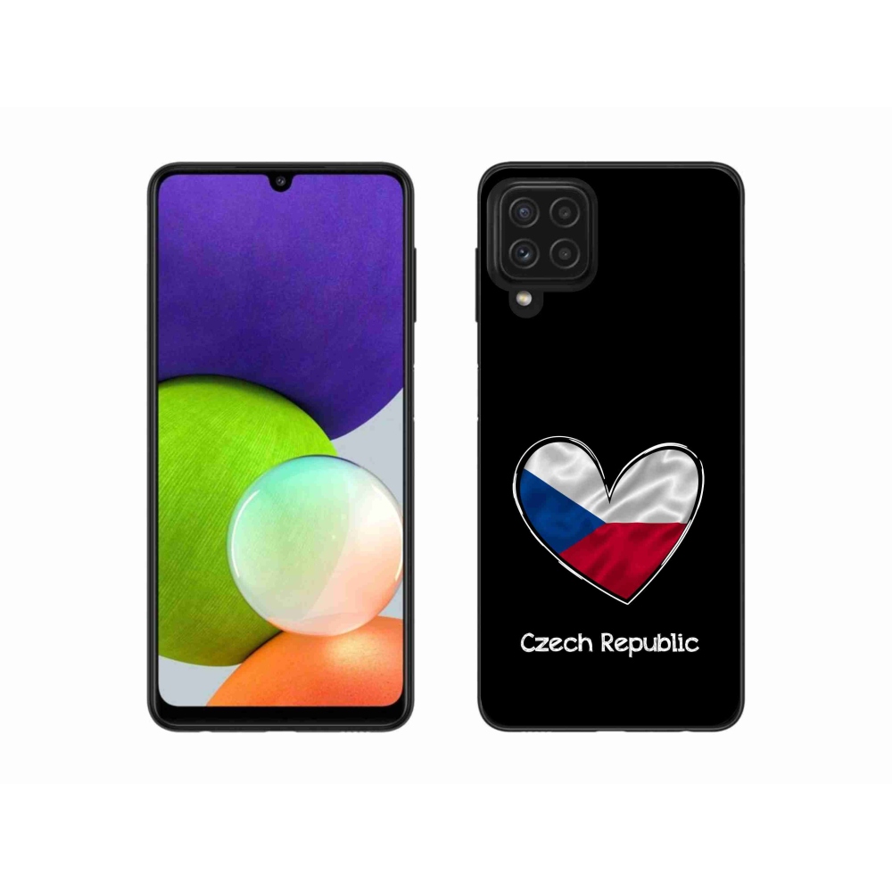 Gélový kryt mmCase na Samsung Galaxy A22 4G - vlajka srdca čierne pozadie