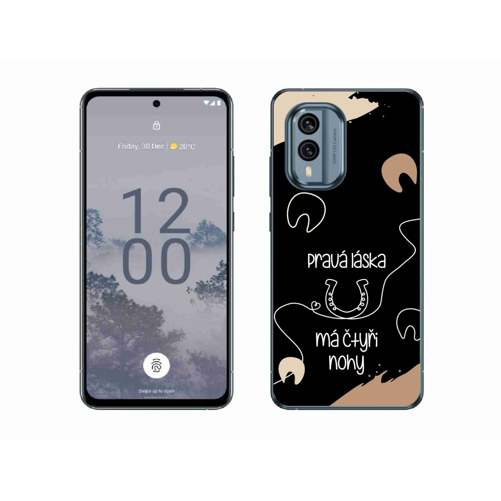 Gélový kryt mmCase na Nokia X30 5G - konský motív čierne pozadie