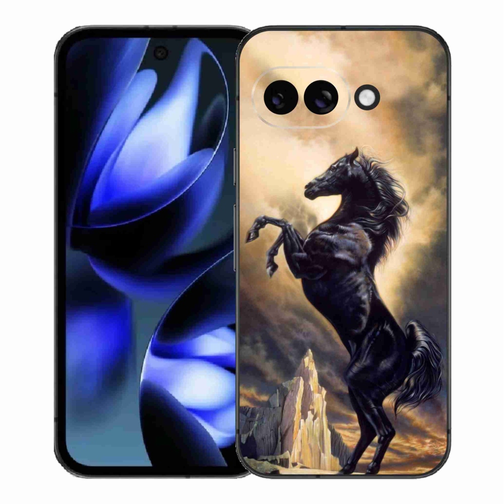 Gélový kryt mmCase na Google Pixel 9a - čierny kreslený kôň
