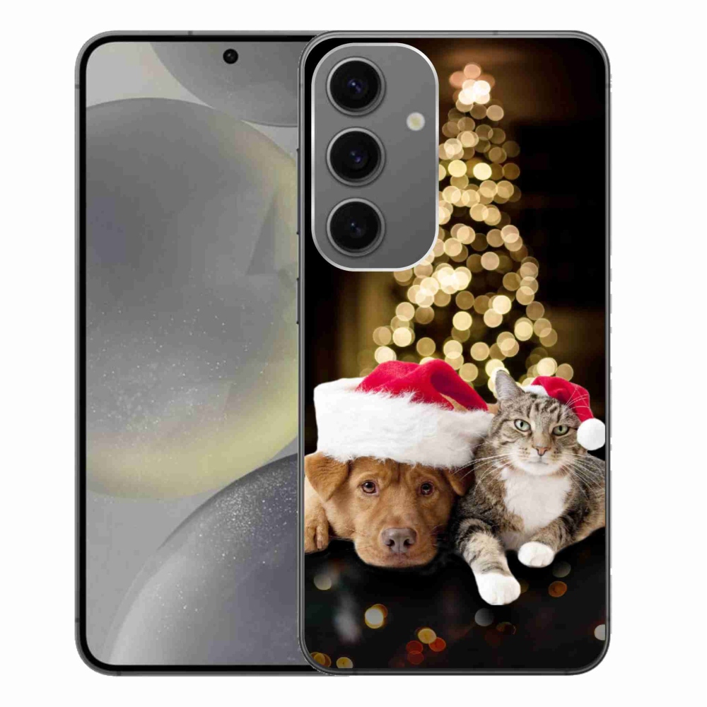 Gélový kryt mmCase na Samsung Galaxy S24+ - vianočný pes a mačka