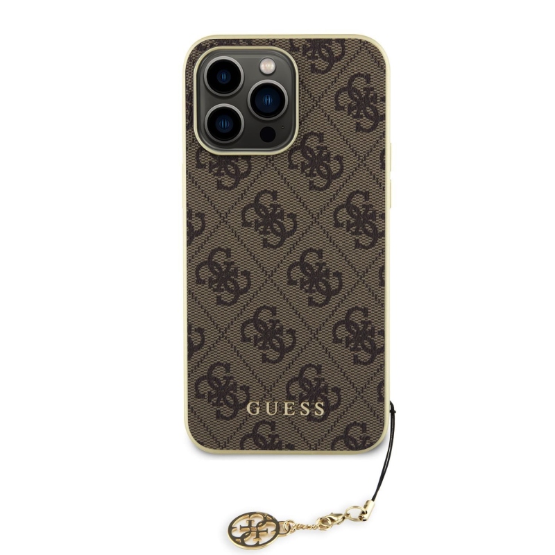 Guess 4G Charm Zadný Kryt pre iPhone 15 Pro Max Brown