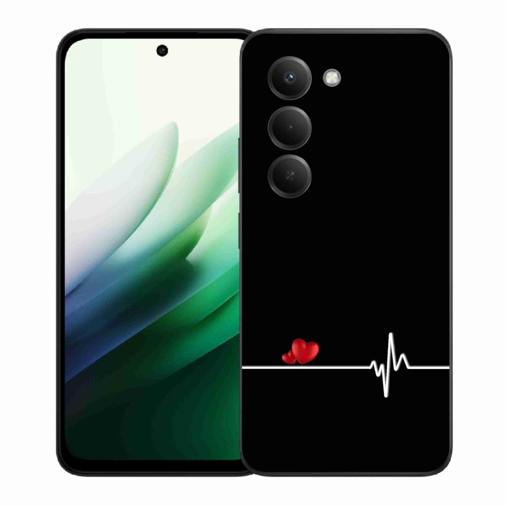 Gélový kryt mmCase na Xiaomi Redmi 15 5G - srdce a tep čierne pozadie