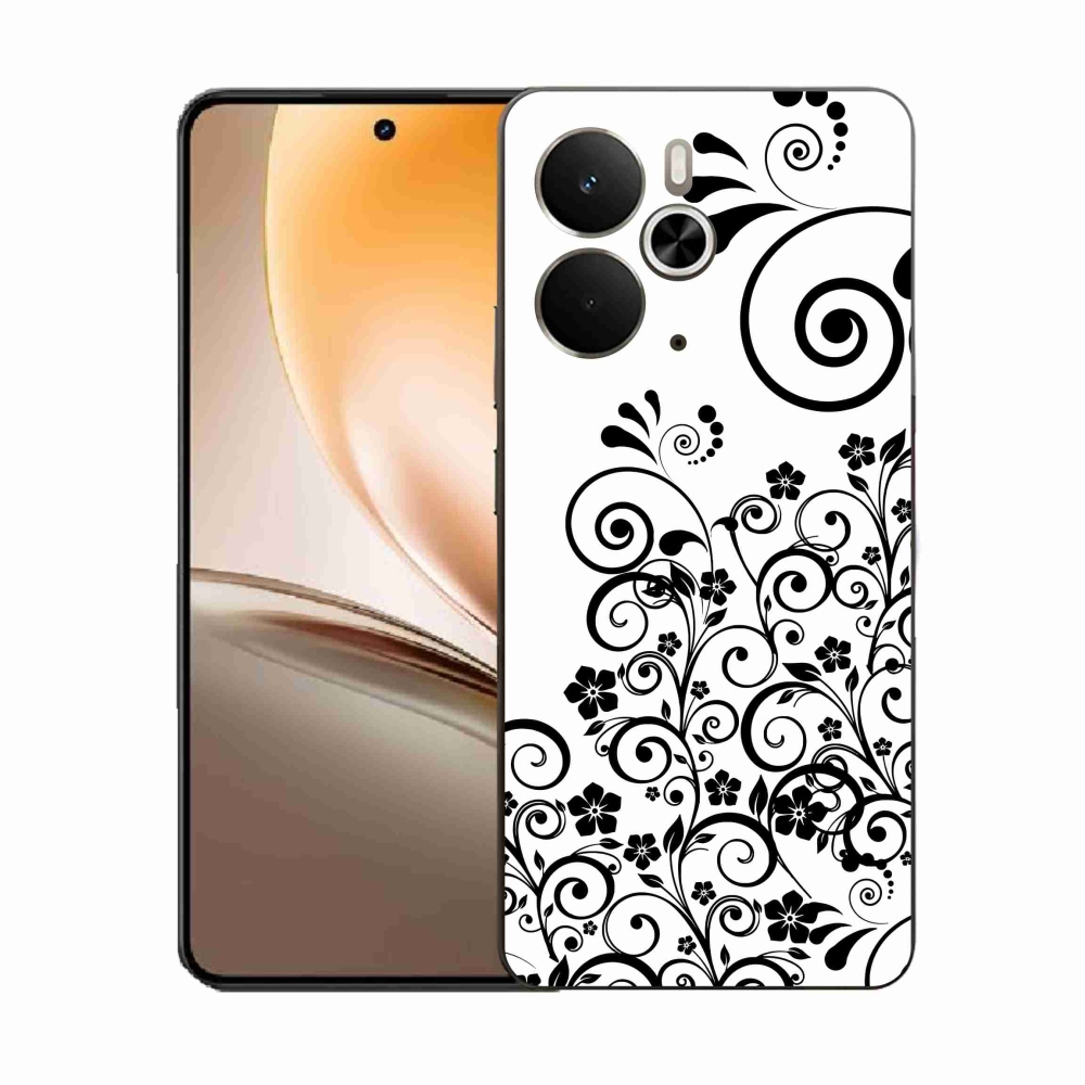 Gélový kryt mmCase na Realme 14 5G - čiernobiele kvetinové vzory