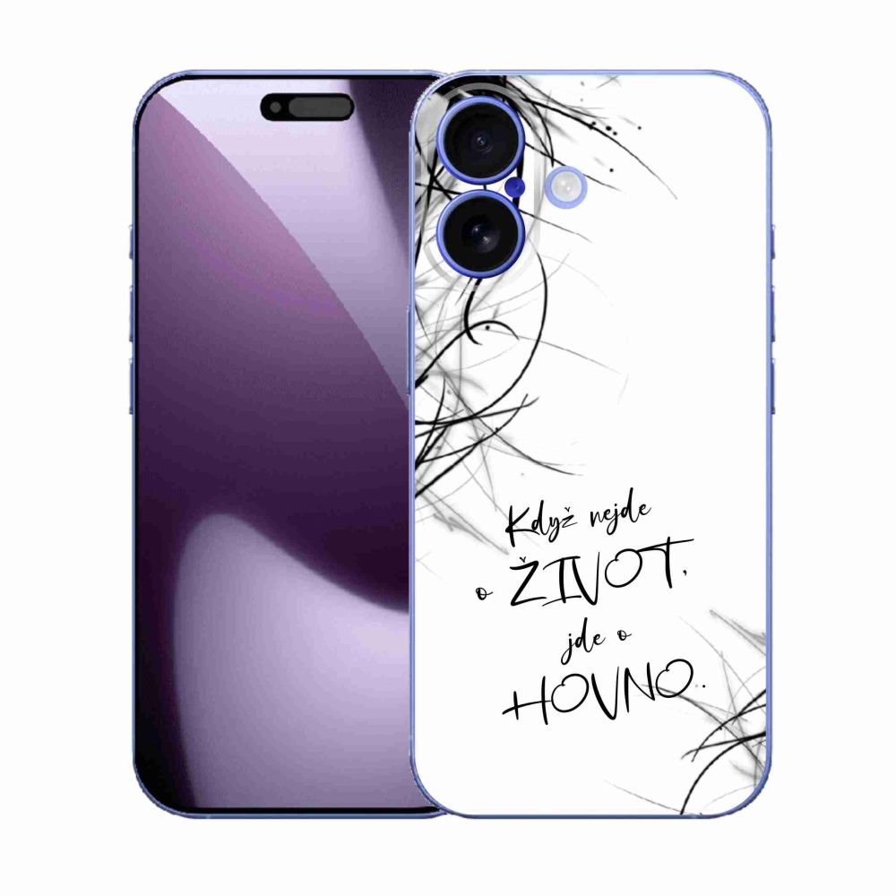Gélový kryt mmCase na iPhone 17 - vtipný text 16 biele pozadie