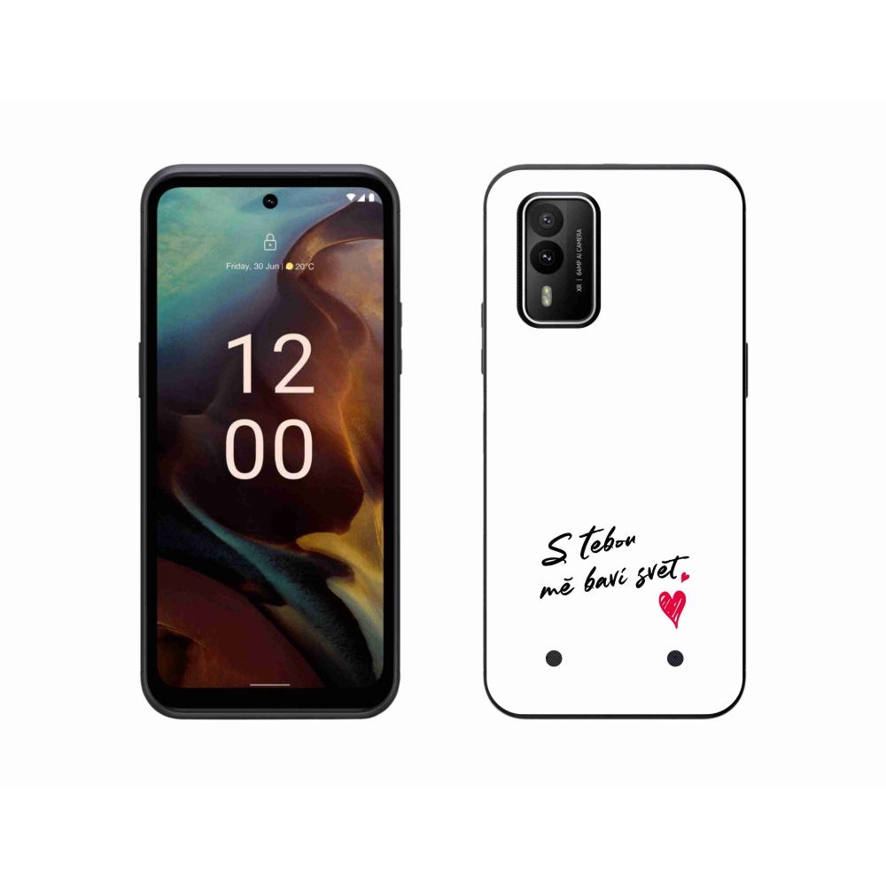 Gélový kryt mmCase na Nokia XR21 - zamilovaný text 1 biele pozadie