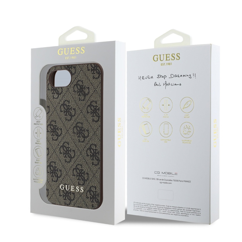 Guess 4G Charm Zadný Kryt pre iPhone 16e Tone on Tone Brown