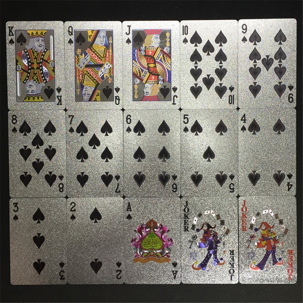 Vodeodolné plastové hracie karty 100 dolárov v striebornom prevedení 54 ks