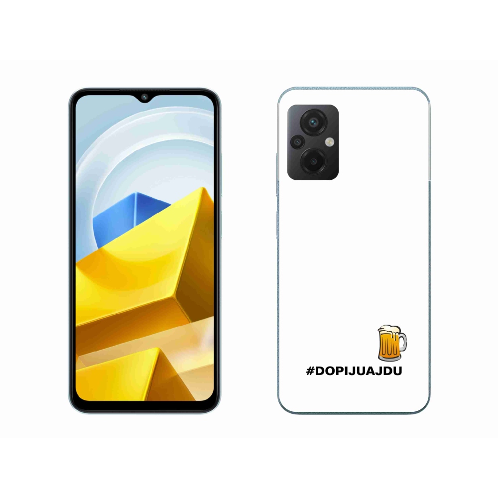 Gélový kryt mmCase na Xiaomi Poco M5 4G - pivný motív 1 biele pozadie