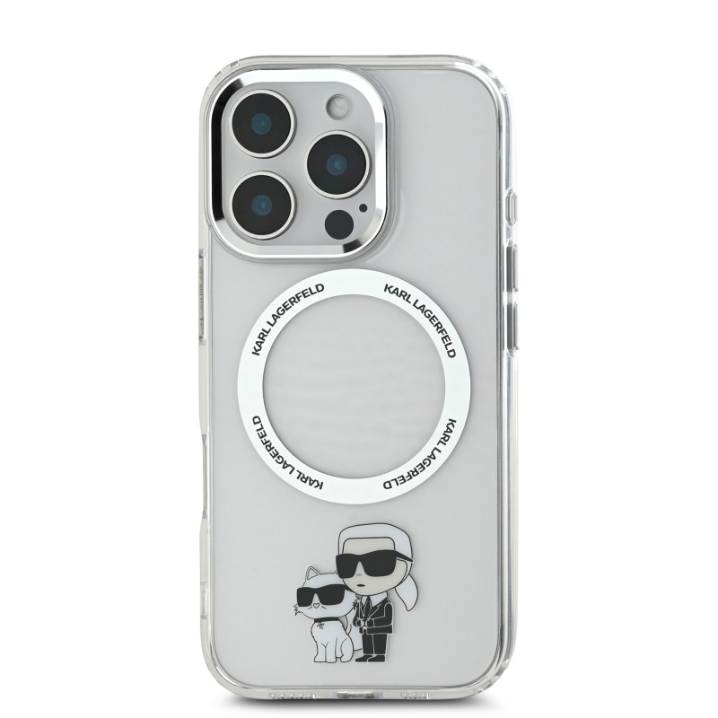 Karl Lagerfeld IML Karl and Choupette MagSafe Zadný Kryt pre iPhone 16 Pro Transparent