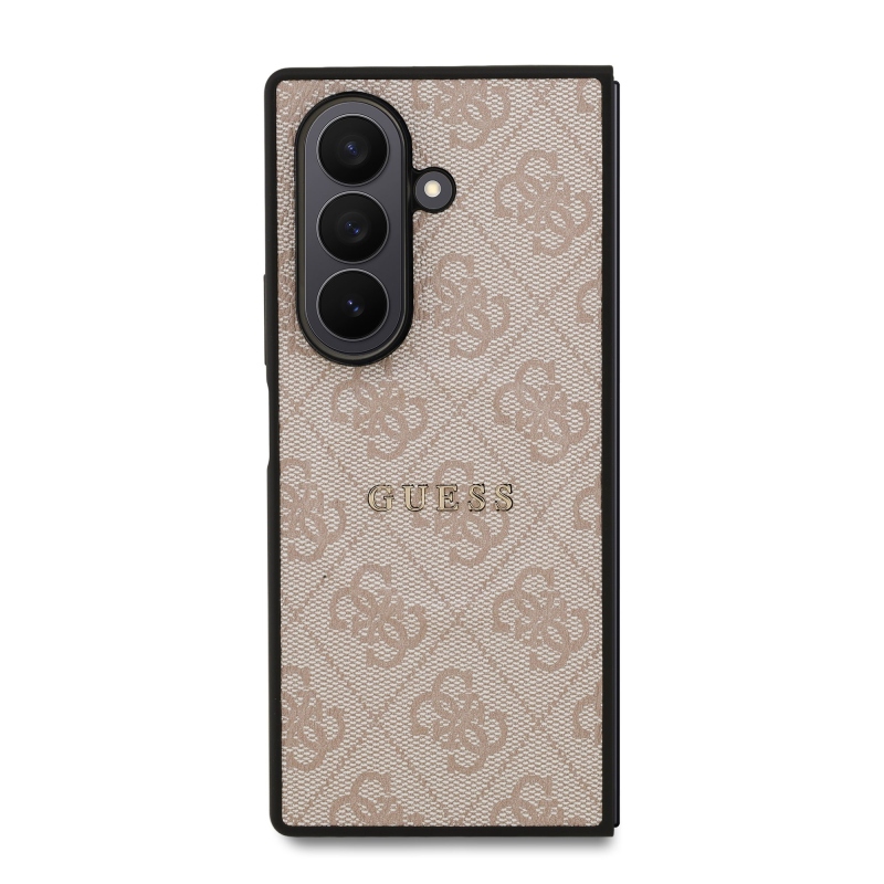 Guess PU kožený 4G farebný magnetický zadný kryt pre Samsung Galaxy Z Fold 7 Pink