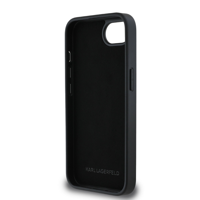 Karl Lagerfeld PU Saffiano Karl and Choupette Zadný Kryt pre iPhone 16e Black