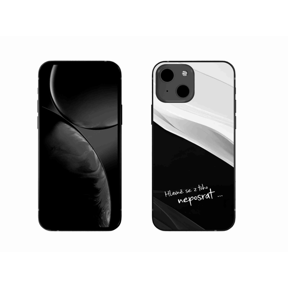 Gélový kryt mmCase na iPhone 13 6.1 - vtipný text 13 čiernobiele pozadie