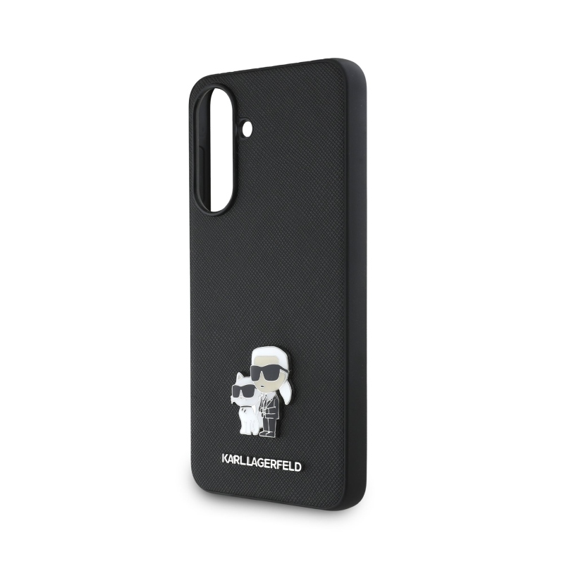 Karl Lagerfeld PU Saffiano Metal Karl and Choupette Zadný Kryt pre Samsung Galaxy A56 Black