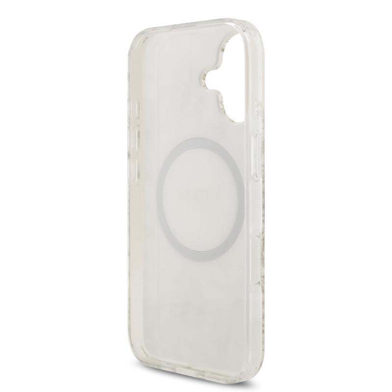 Guess IML Flowers Allover Strap MagSafe zadný kryt pre iPhone 17 White