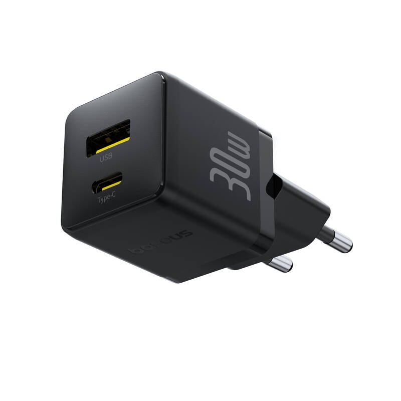 Rýchla nabíjačka Baseus Palm USB-A + USB-C 30 W čierna