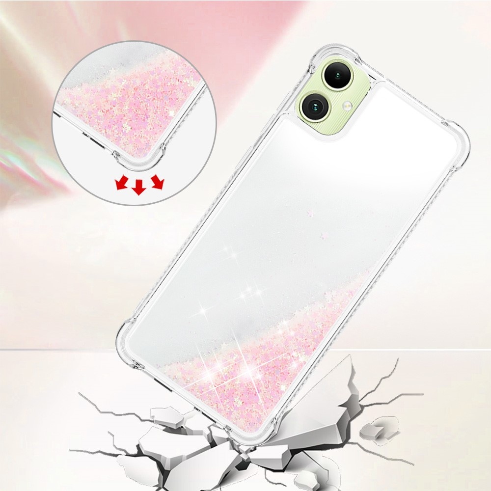 Glitter presýpacie gélový obal na Samsung Galaxy A06 4G - ružový/hviezdičky