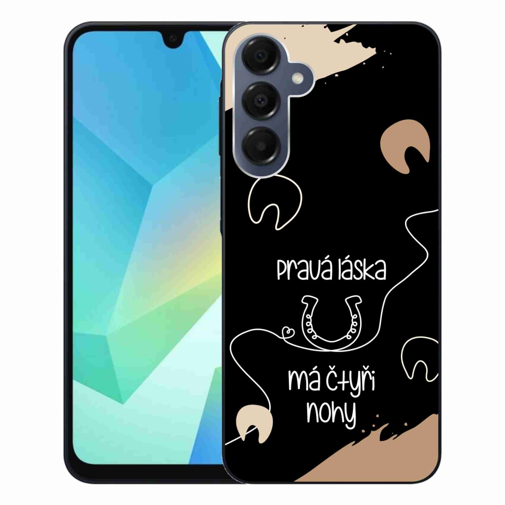 Gélový kryt mmCase na Samsung Galaxy A16 4G/5G - konský motív čierne pozadie
