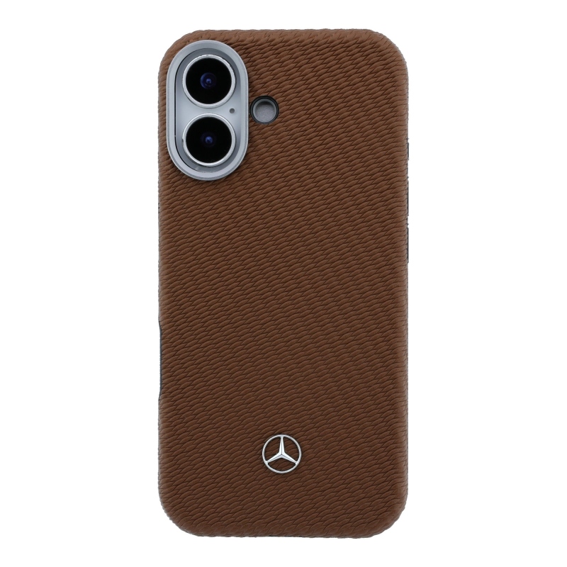Mercedes PU koža a drevo, čiastočne obopínajúci zadný kryt s MagSafe pre iPhone 17, farba Camel