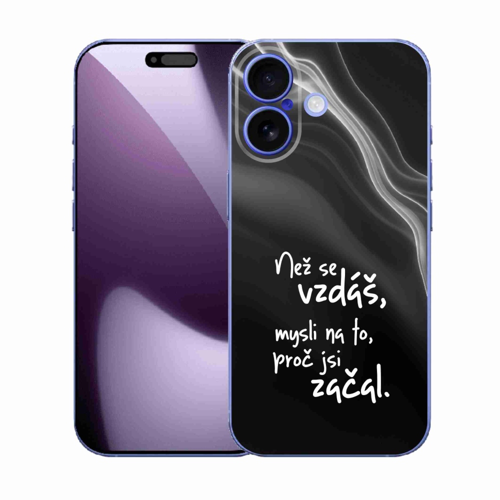 Gélový kryt mmCase na iPhone 17 - citát 2 čierne pozadie