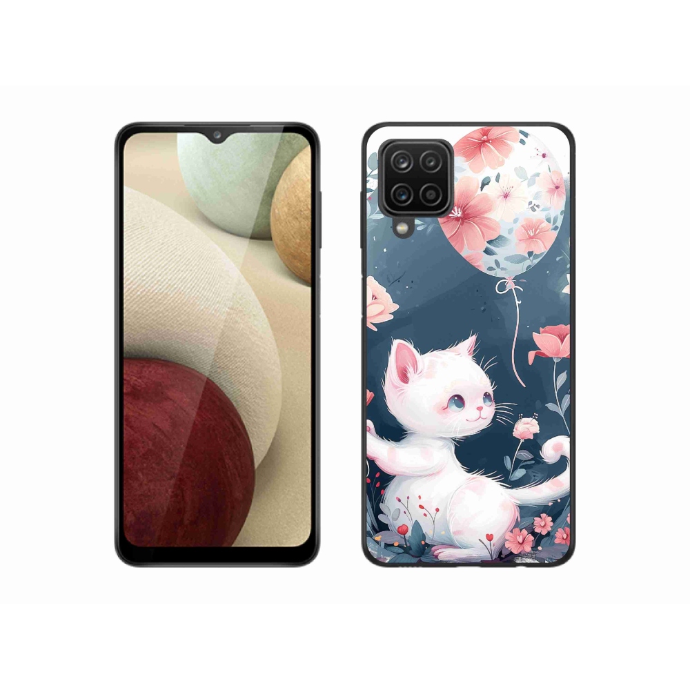 Gélový kryt mmCase na Samsung Galaxy A12 - mačiatko s balónikom