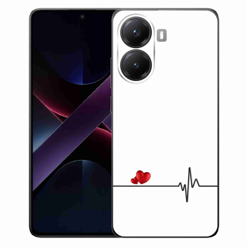 Gélový kryt mmCase na Xiaomi Poco X7 Pro 5G - srdce a tep biele pozadie
