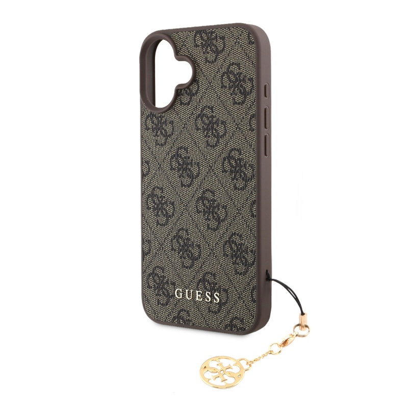 Guess 4G Charm Zadný Kryt pre iPhone 16 Tone on Tone Brown