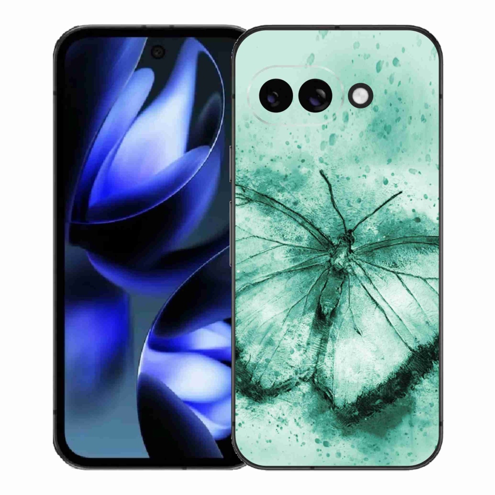 Gélový kryt mmCase na Google Pixel 9a - zelený motýľ