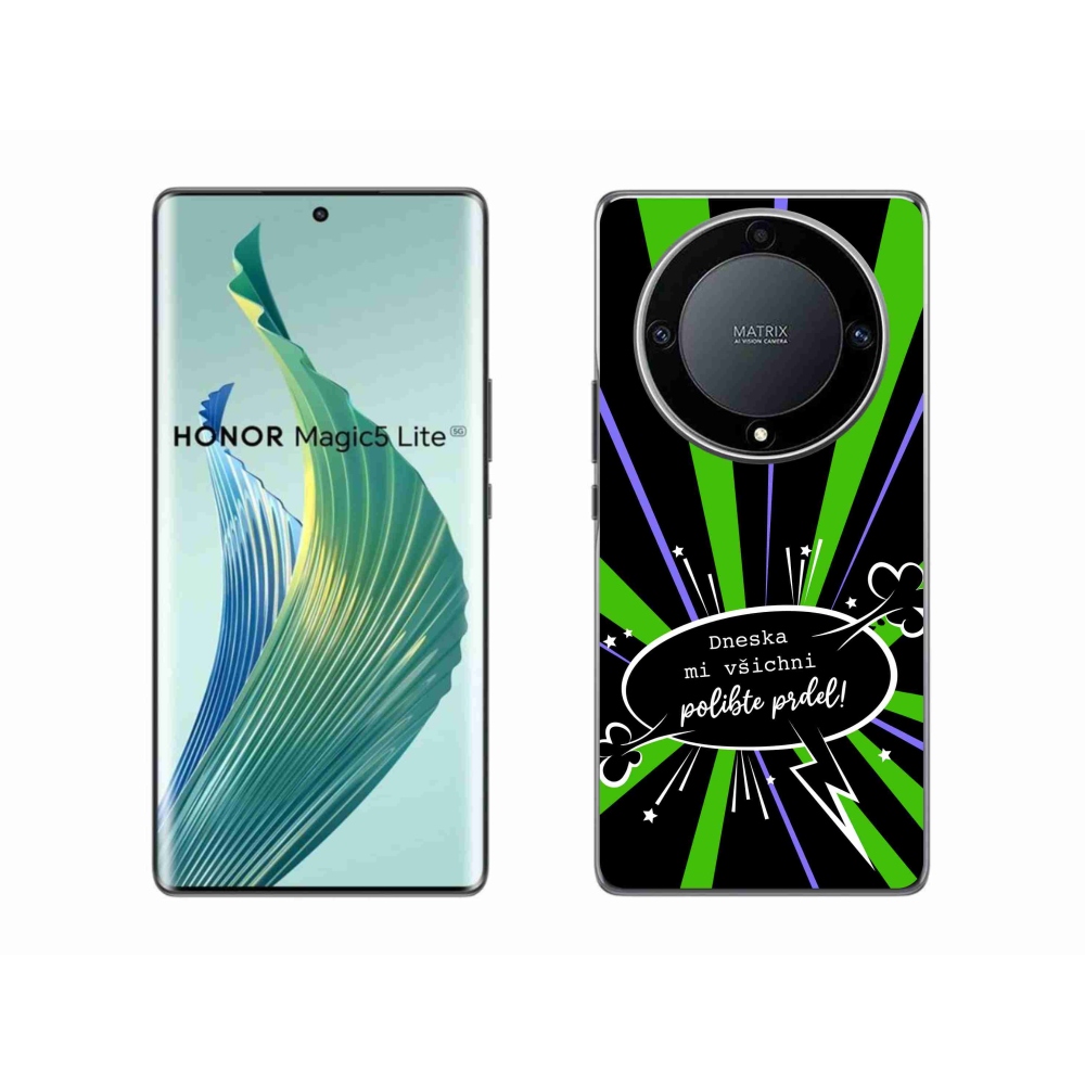 Gélový kryt mmCase na Honor Magic 5 Lite 5G - vtipný text 15 čierne pozadie