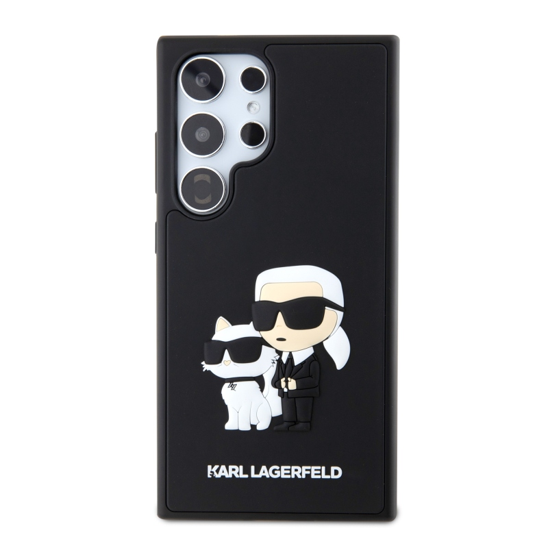 Karl Lagerfeld 3D gumový zadný kryt Karl and Choupette pre Samsung Galaxy S24 Ultra Black