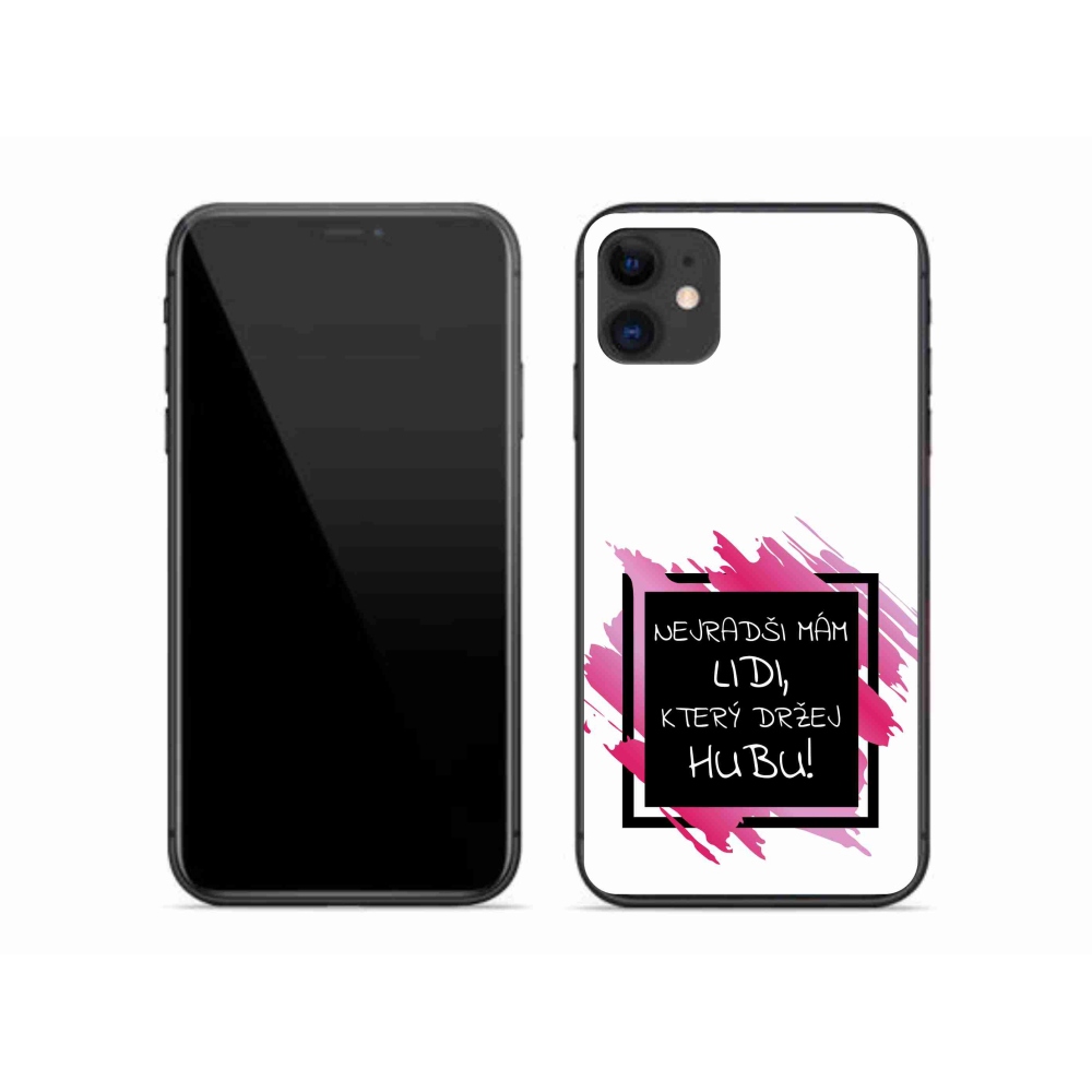 Gélový kryt mmCase na iPhone 11 - vtipný text 7 čiernobiele pozadie