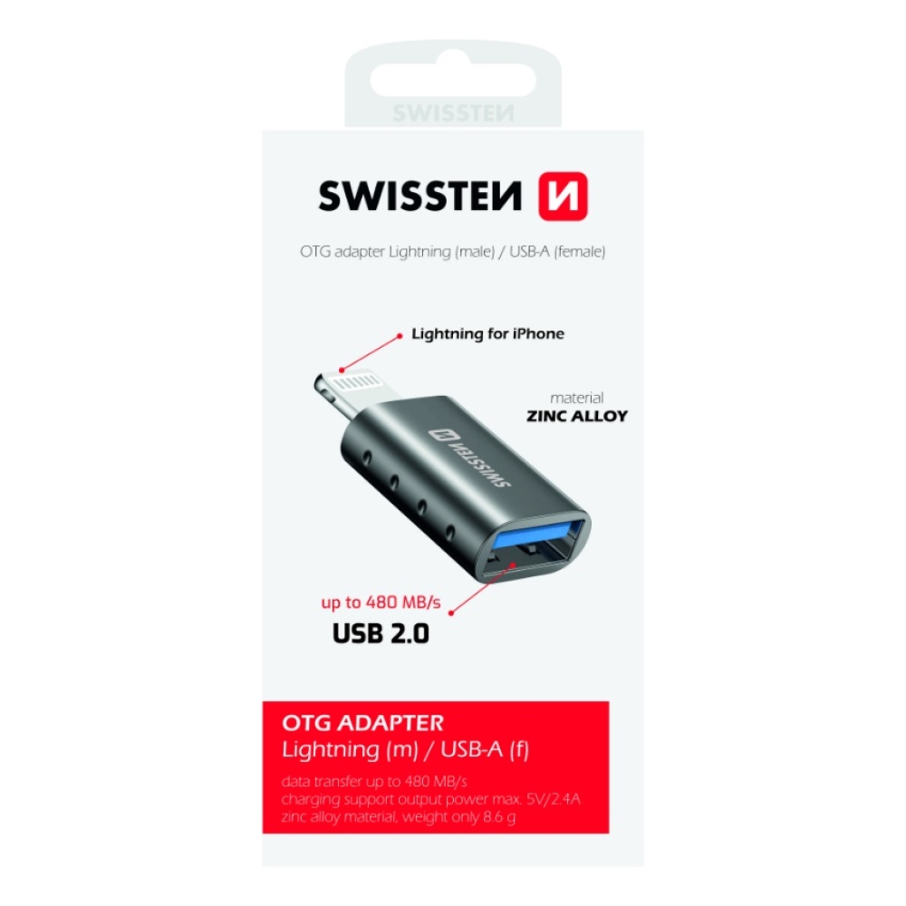 Swissten OTG redukcia Lightning (m)/USB-A (f)