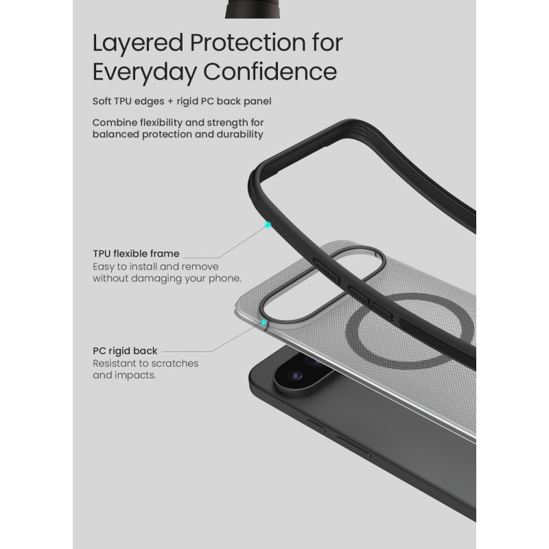 Nillkin Super Frosted PRO Magnetic zadný kryt pre Google Pixel 11 Pro, priehľadný čierny