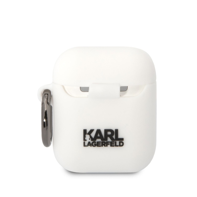 Karl Lagerfeld 3D Logo NFT Choupette Head Silikónové Puzdro pre Airpods 1/2 White