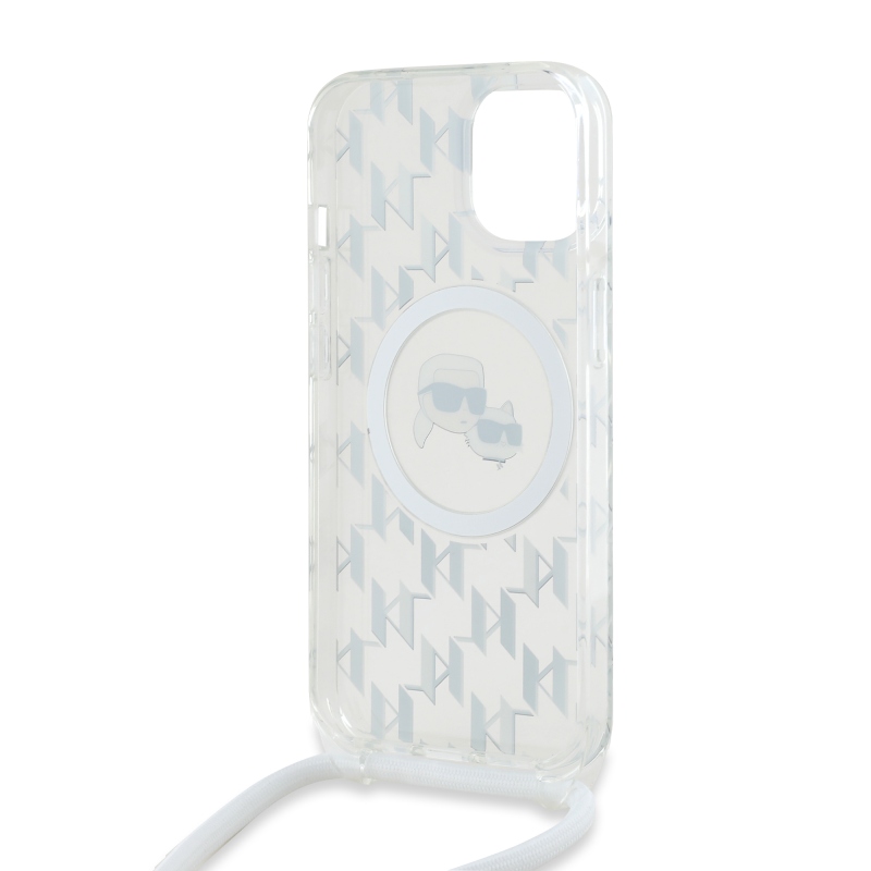 Karl Lagerfeld IML Monogram Crossbody K&CH Heads MagSafe Zadný Kryt pre iPhone 14 Transparent