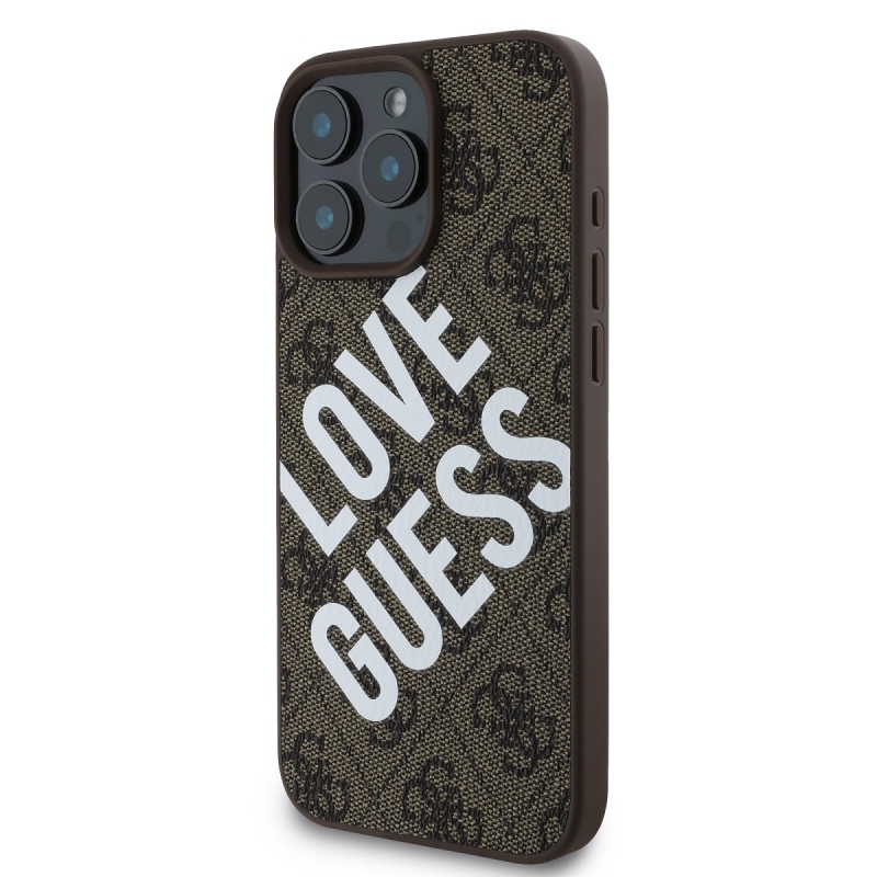 Guess PU Leather 4G Big Love Logo MagSafe Zadný Kryt pre iPhone 16 Pro Max Brown