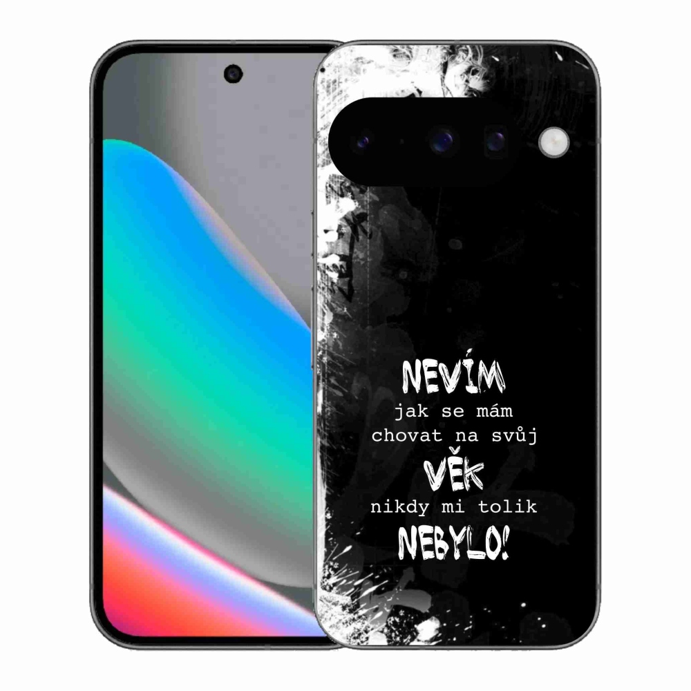 Gélový kryt mmCase na Google Pixel 10 - vtipný text 14 čierne pozadie