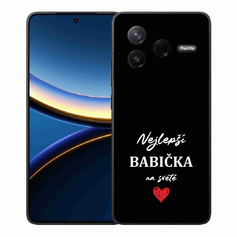 Gélový kryt mmCase na Xiaomi Poco F7 Pro - najlepšia babička 1 čierne pozadie
