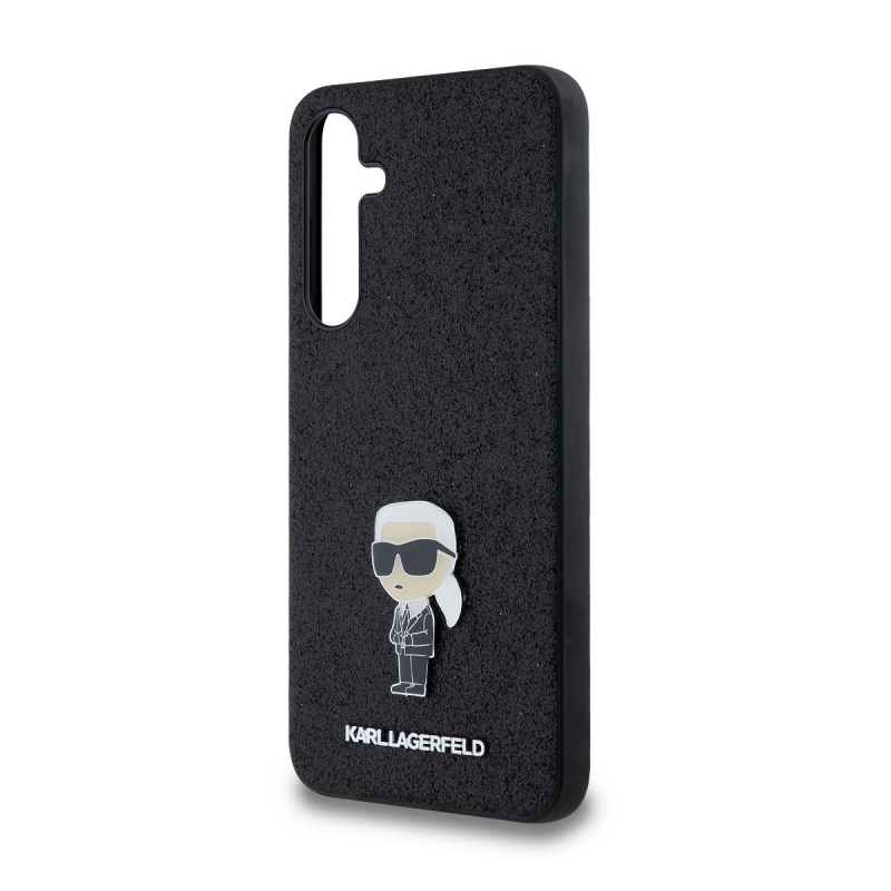 Karl Lagerfeld Fixed Glitter Metal Ikonik Zadný Kryt pre Samsung Galaxy A35 5G Black