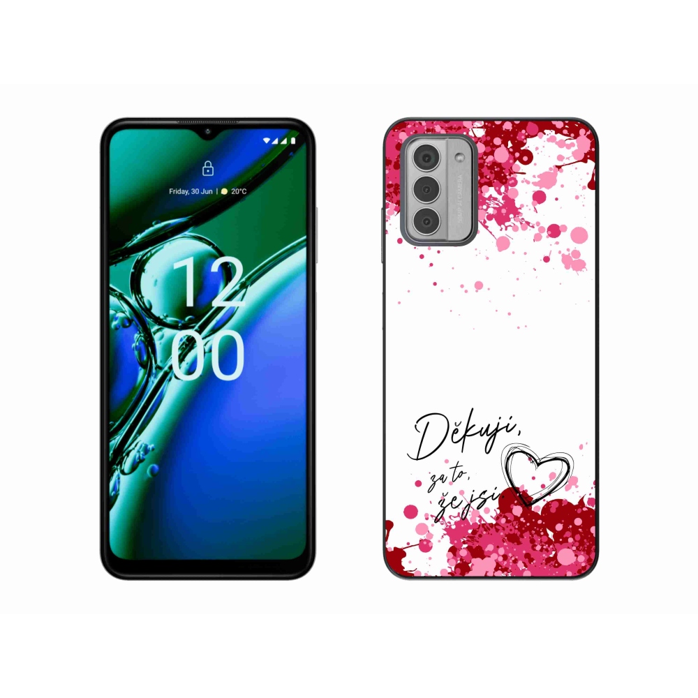 Gélový kryt mmCase na Nokia G42 - zamilovaný text 2 biele pozadie